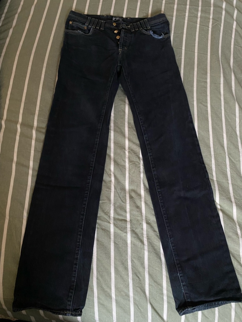 Versace Black Wide-Leg Jeans with Button Fly